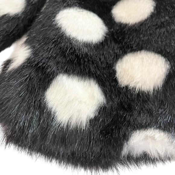 Kate Spade Girls Black White Polka Dot Faux Fur Warm Jacket Size 4 - Picture 4 of 8